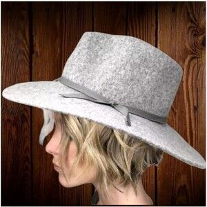 NWT Brixton Hat Tillys Womens Emma Wool Felt Fedora Hat Light Gray OS One Size